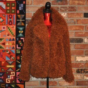 Gabby Isabella Teddy Fluffy  Faux Persian Lamb Wool Jacket With Pockets S